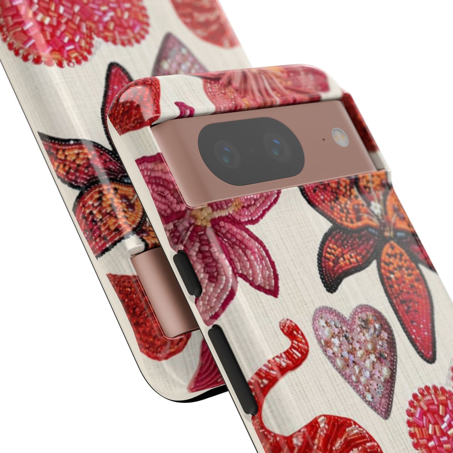 Floral & Heart Pattern Tough Case