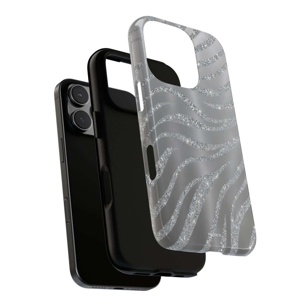 Silver Glitter Zebra Tough Case