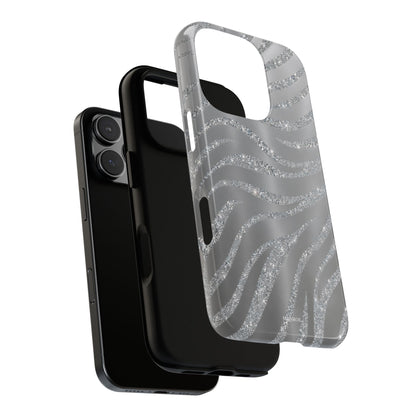 Silver Glitter Zebra Tough Case