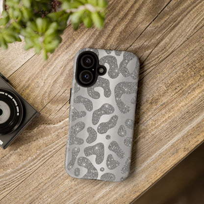 Silver Glitter Leopard Tough Case