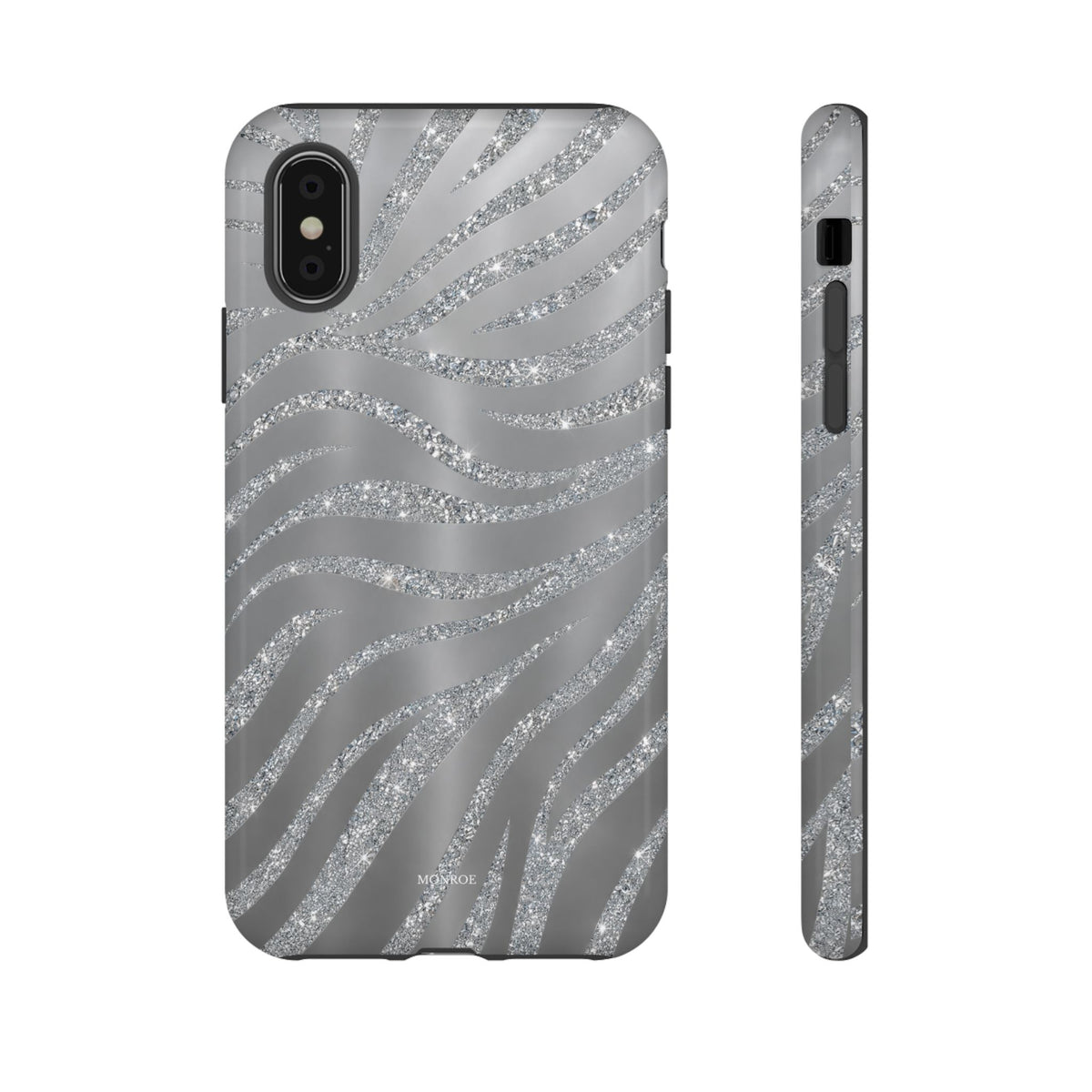 Silver Glitter Zebra Tough Case