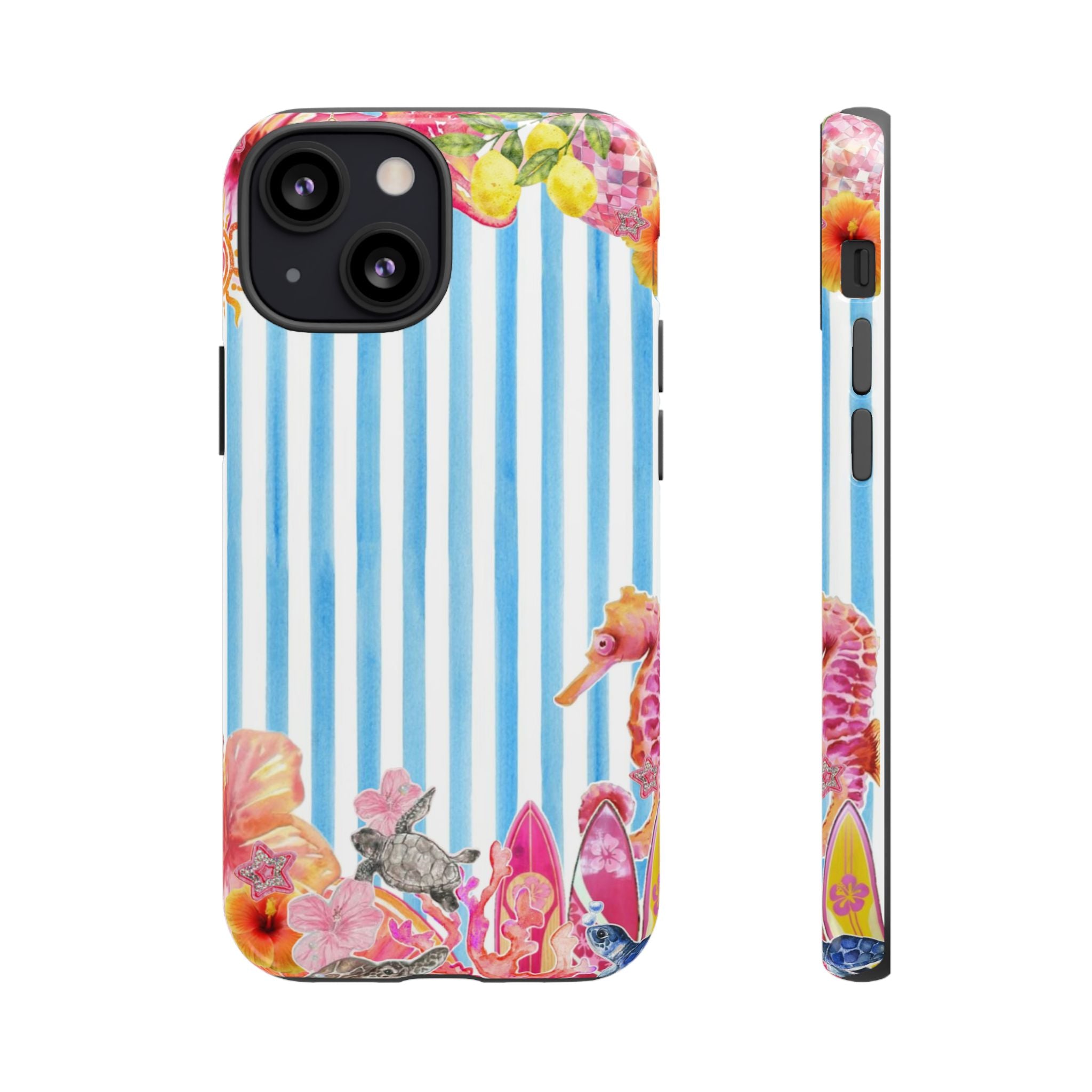 Beach Blue Striped Tough Phone Case