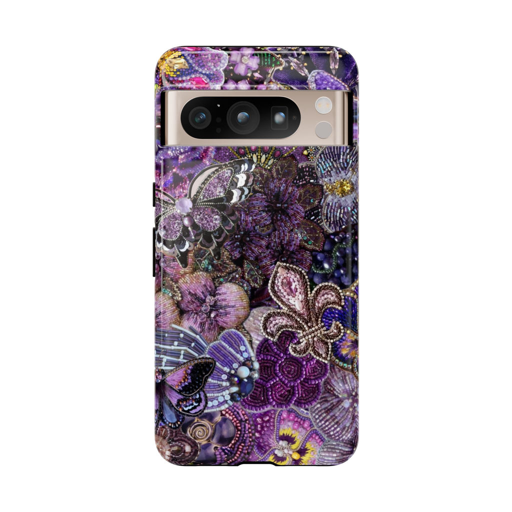 Purple Fleur-de-Lis Floral Tough Phone Case