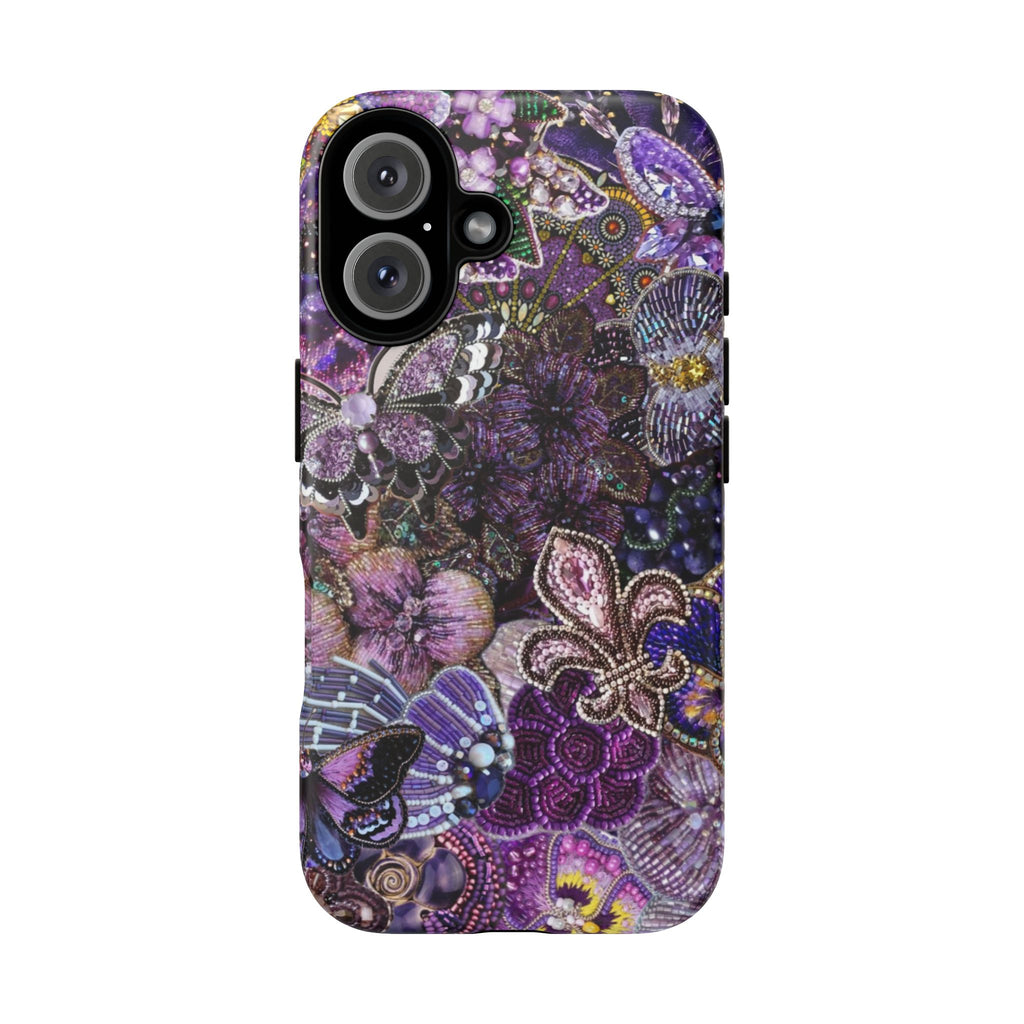Purple Fleur-de-Lis Floral Tough Phone Case