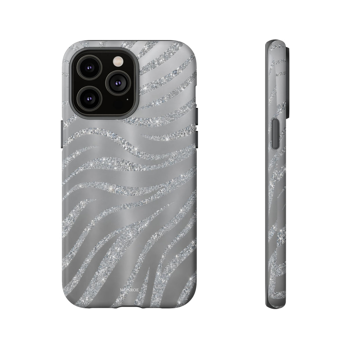 Silver Glitter Zebra Tough Case
