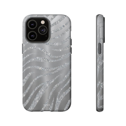 Silver Glitter Zebra Tough Case