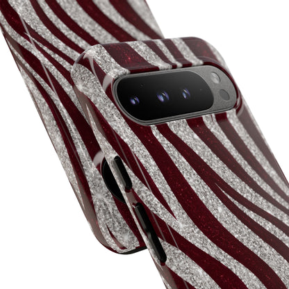 Burgundy Zebra Glitter Tough Case