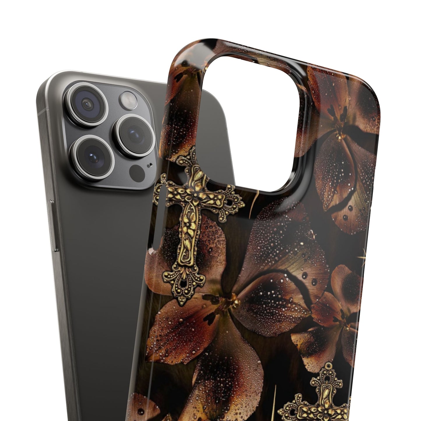 Brown Floral Cross Case