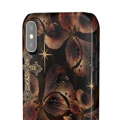 Brown Floral Cross Case