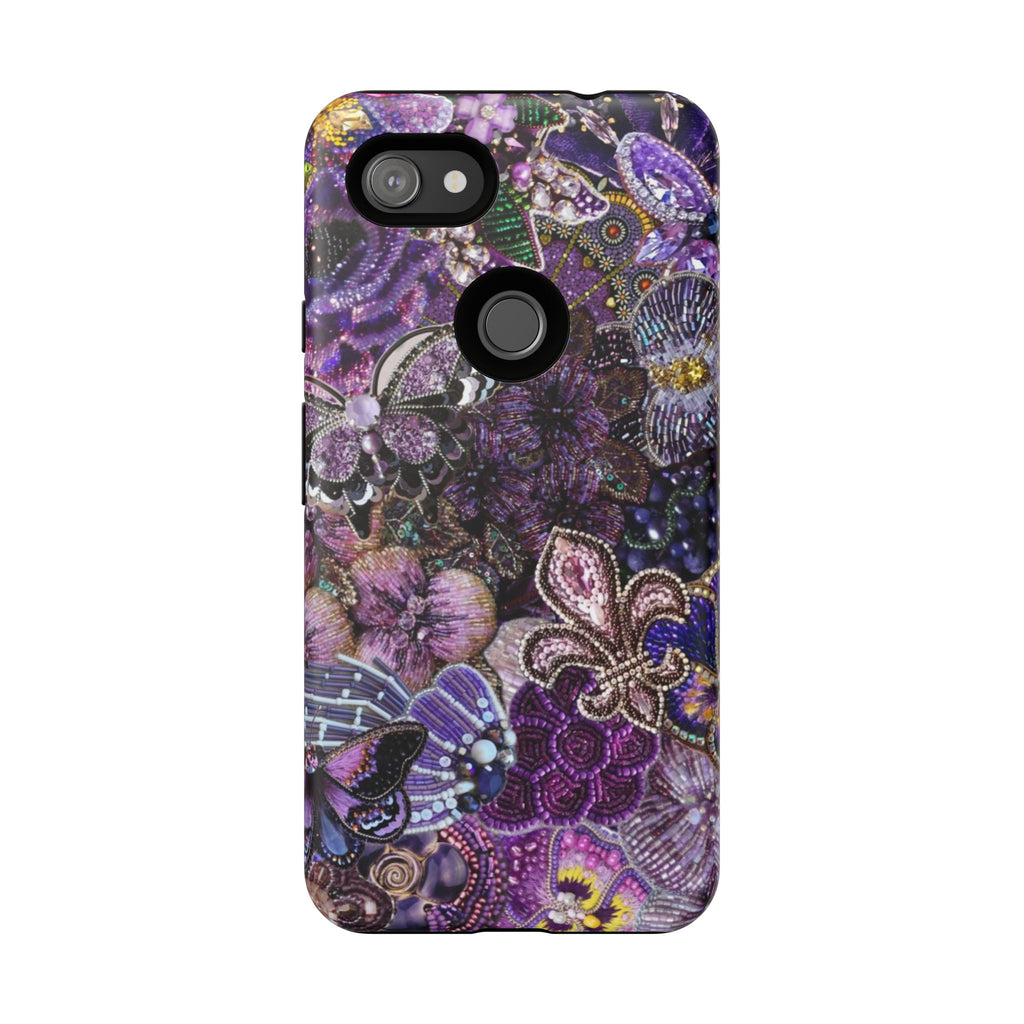 Purple Fleur-de-Lis Floral Tough Phone Case