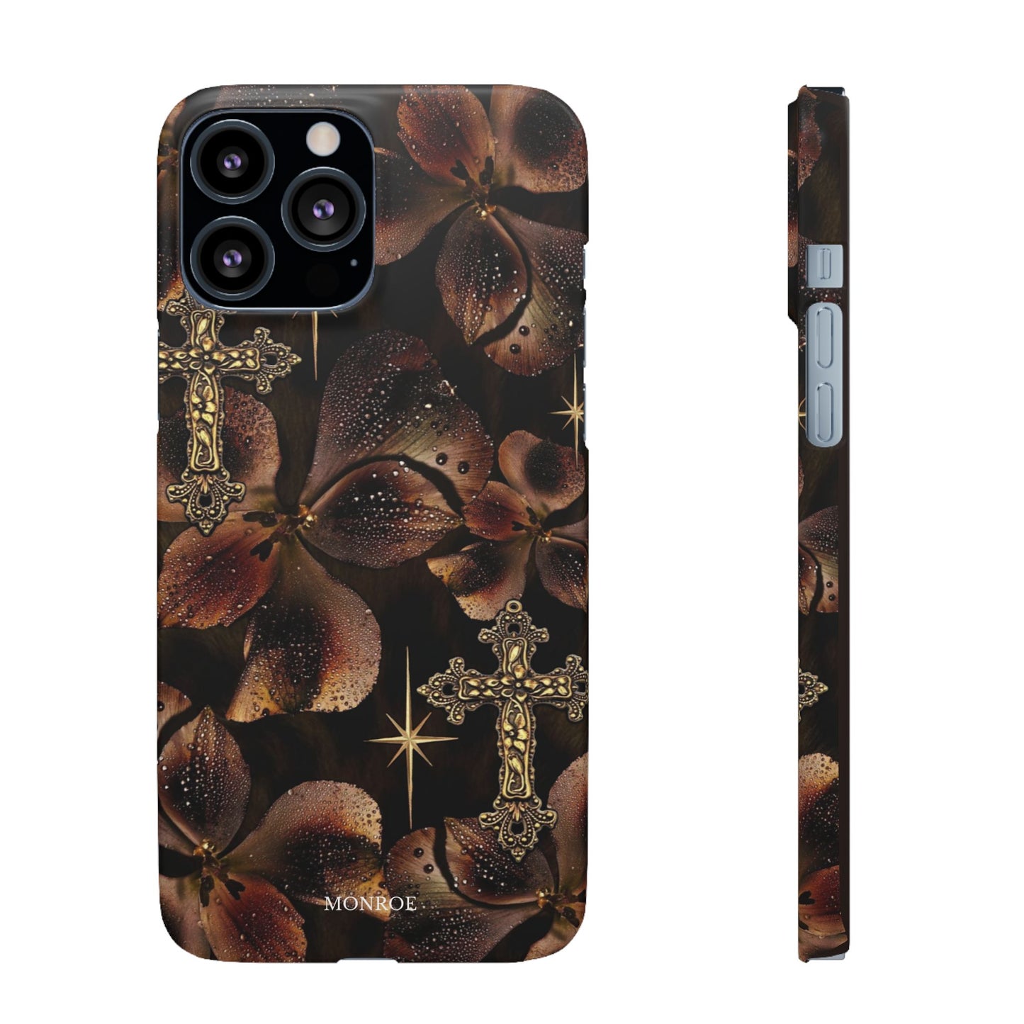 Brown Floral Cross Case