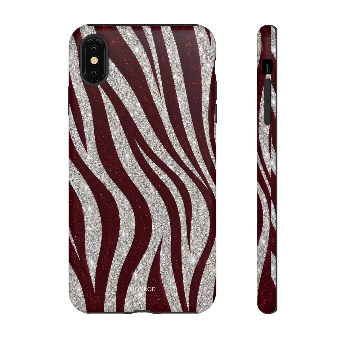 Burgundy Zebra Glitter Tough Case