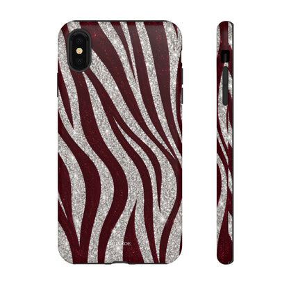 Burgundy Zebra Glitter Tough Case