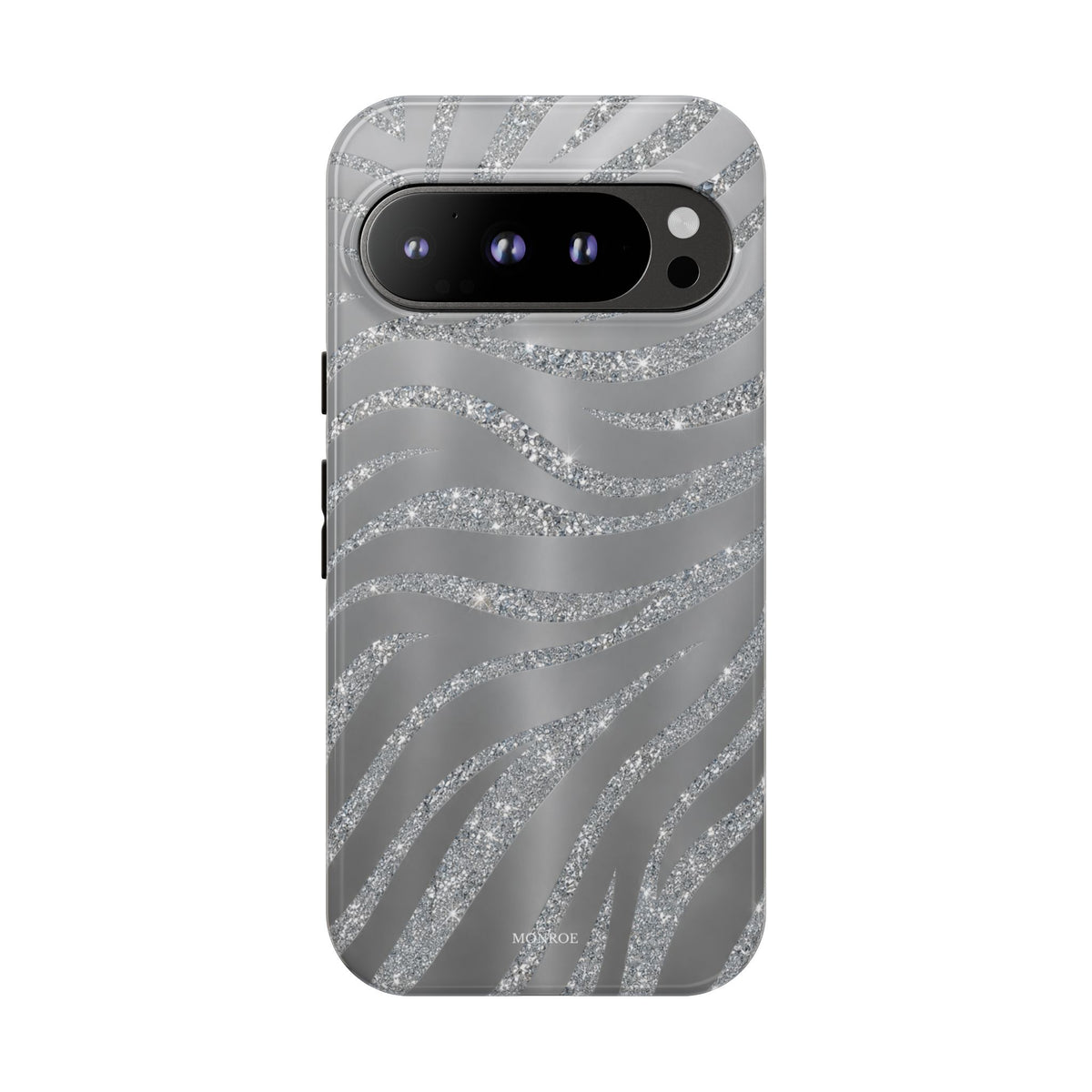 Silver Glitter Zebra Tough Case