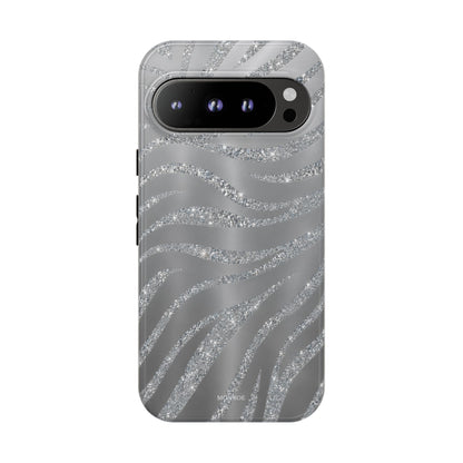 Silver Glitter Zebra Tough Case