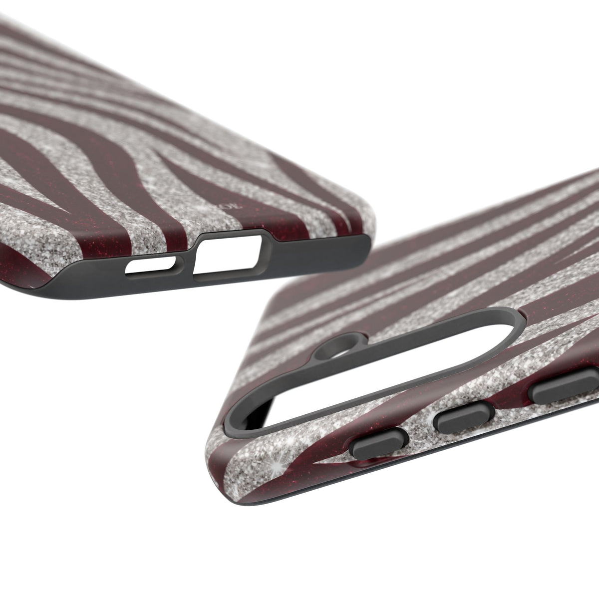 Burgundy Zebra Glitter Tough Case