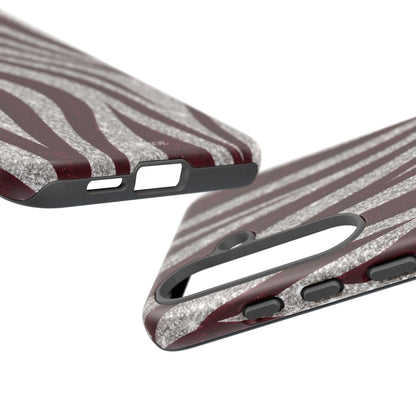 Burgundy Zebra Glitter Tough Case