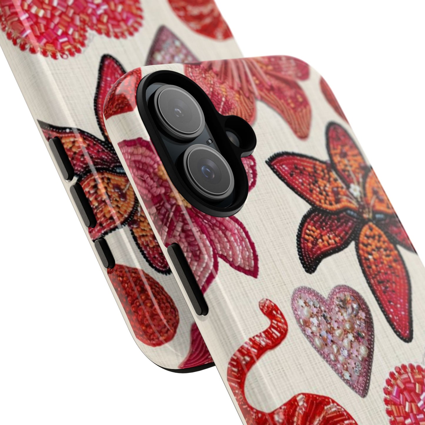 Floral & Heart Pattern Tough Case