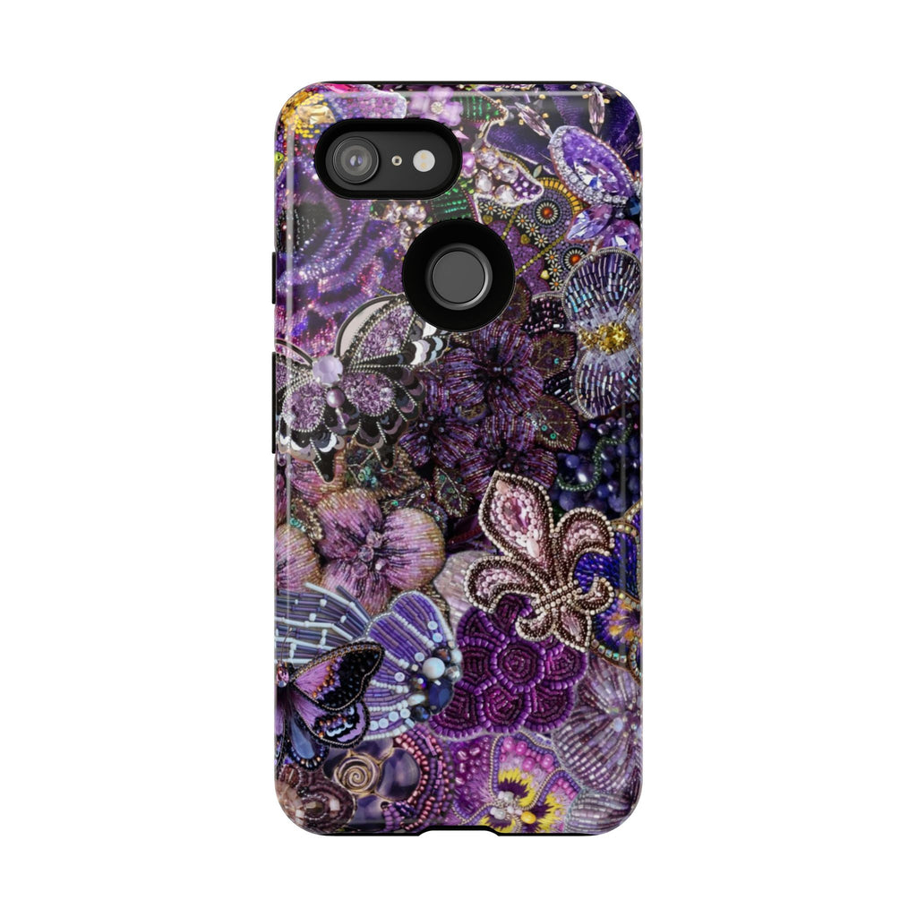 Purple Fleur-de-Lis Floral Tough Phone Case