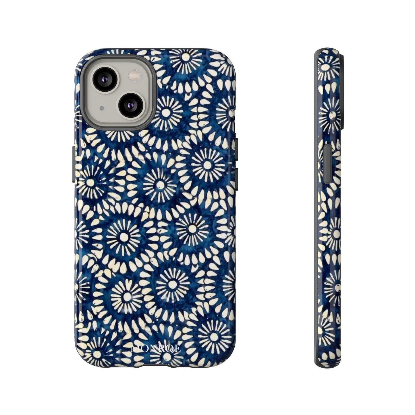 Navy Shibori Floral Tough Phone Case