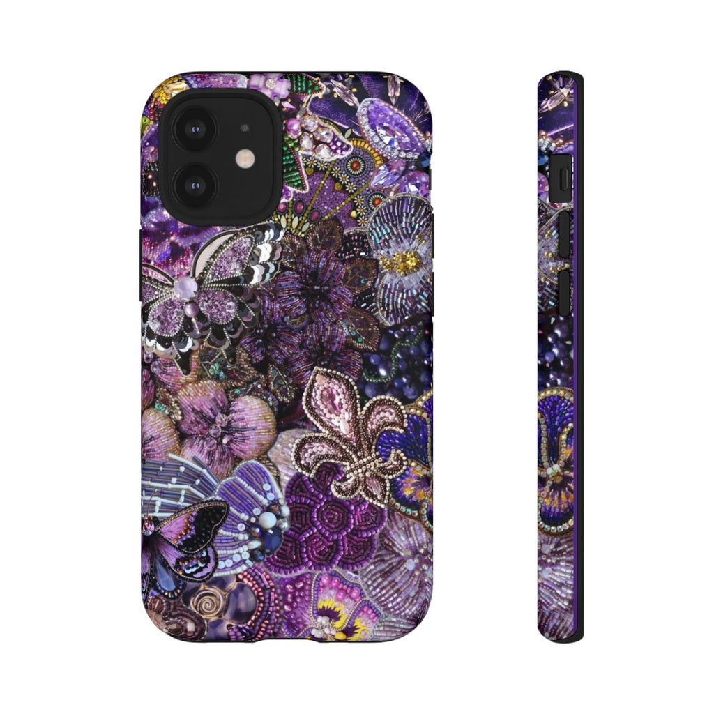 Purple Fleur-de-Lis Floral Tough Phone Case