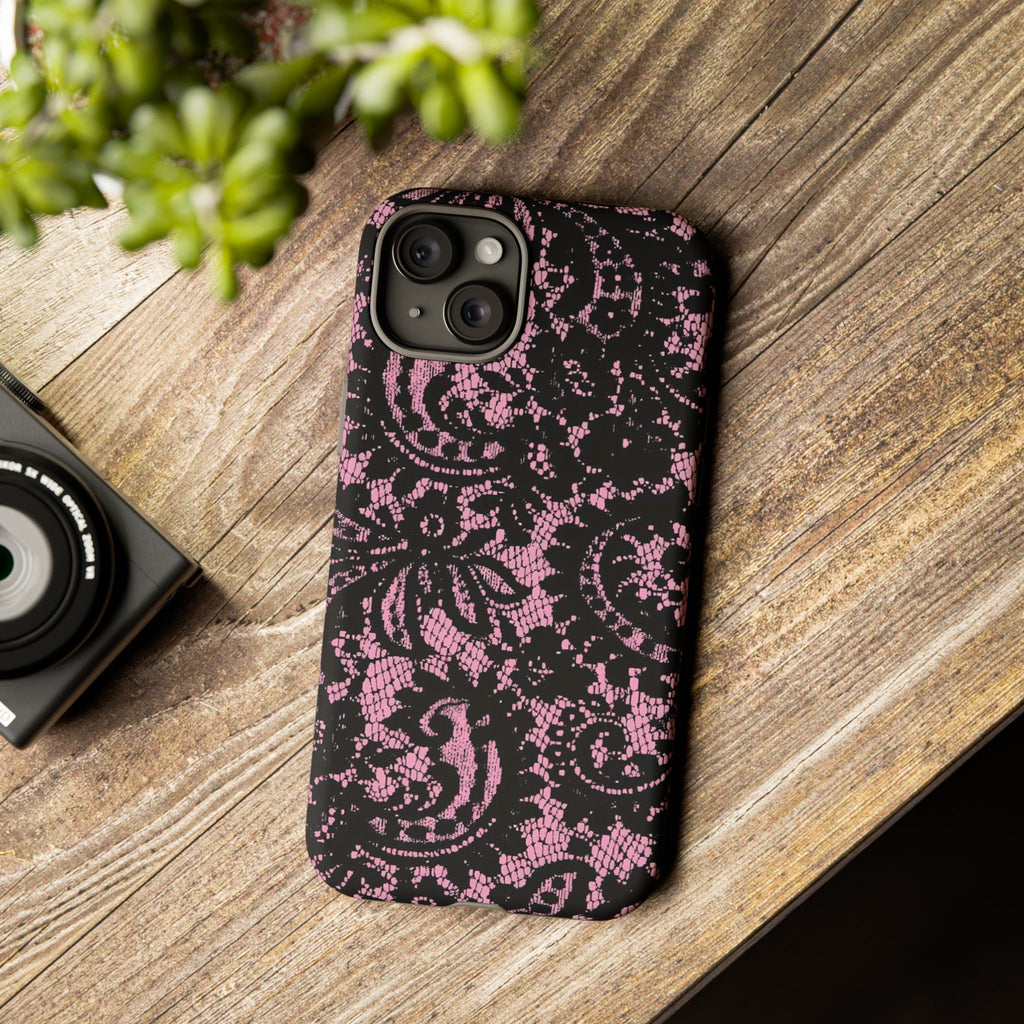 Pink Lace Pattern Tough Phone Case