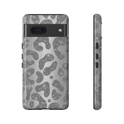 Silver Glitter Leopard Tough Case