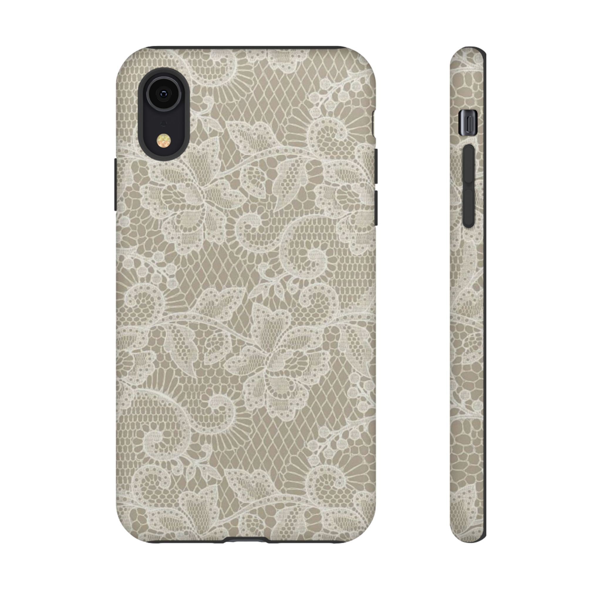 White Lace Pattern Tough Phone Case