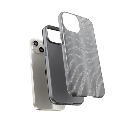 Silver Glitter Zebra Tough Case