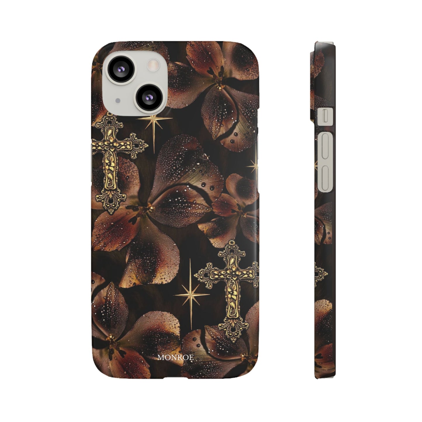 Brown Floral Cross Case