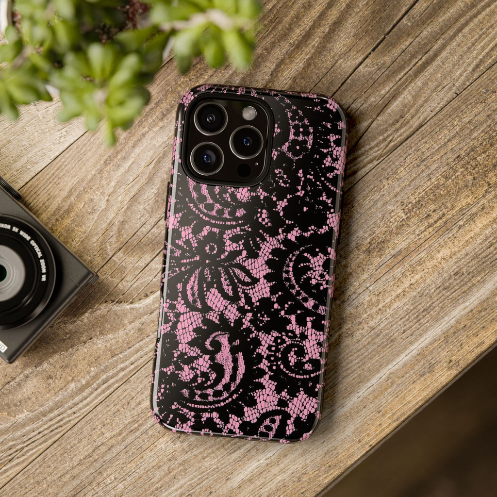 Pink Lace Pattern Tough Phone Case