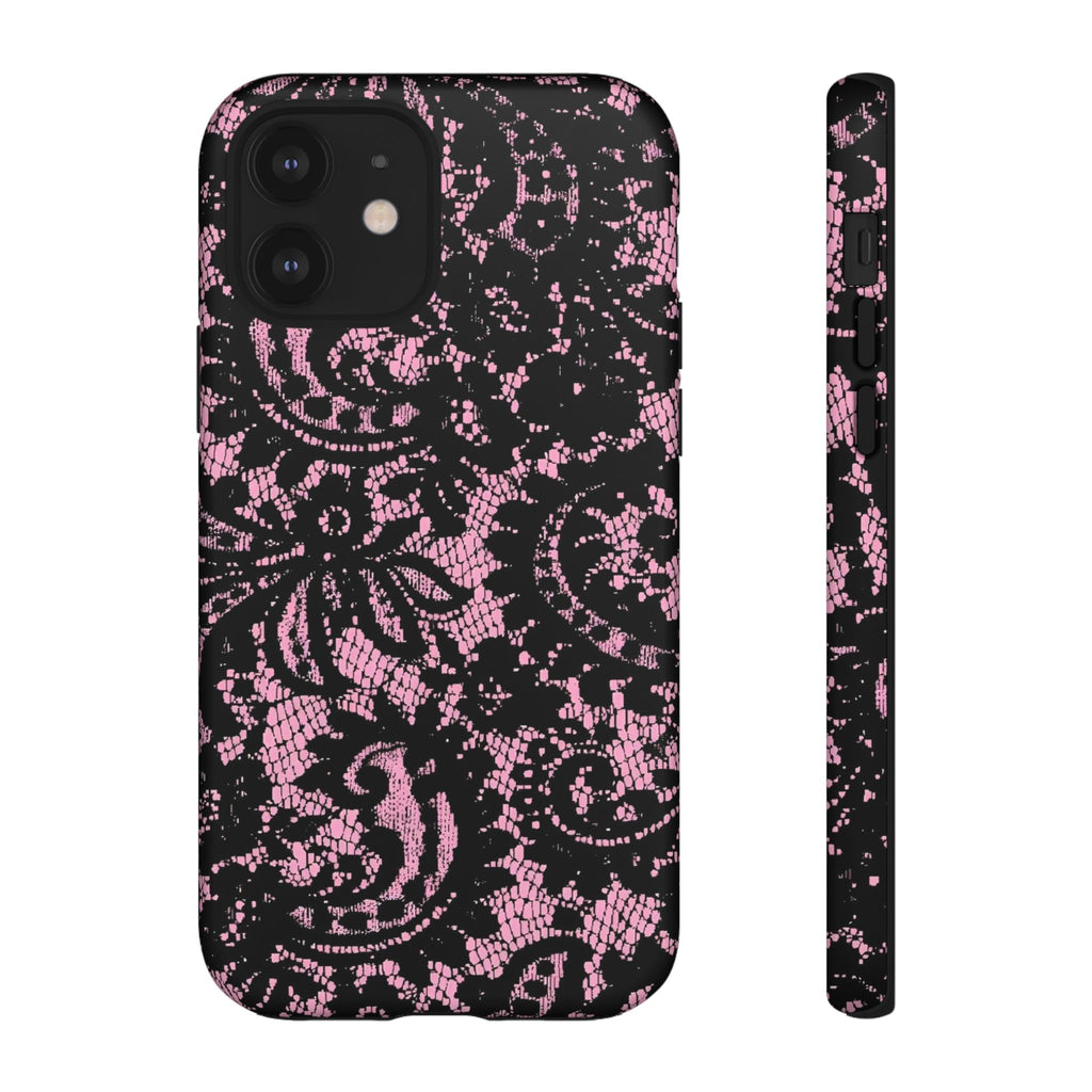 Pink Lace Pattern Tough Phone Case
