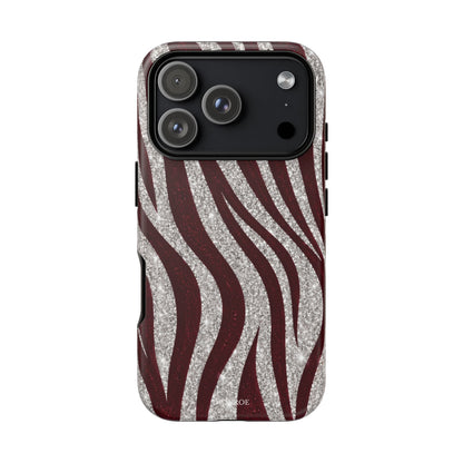 Burgundy Zebra Glitter Tough Case