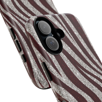Burgundy Zebra Glitter Tough Case