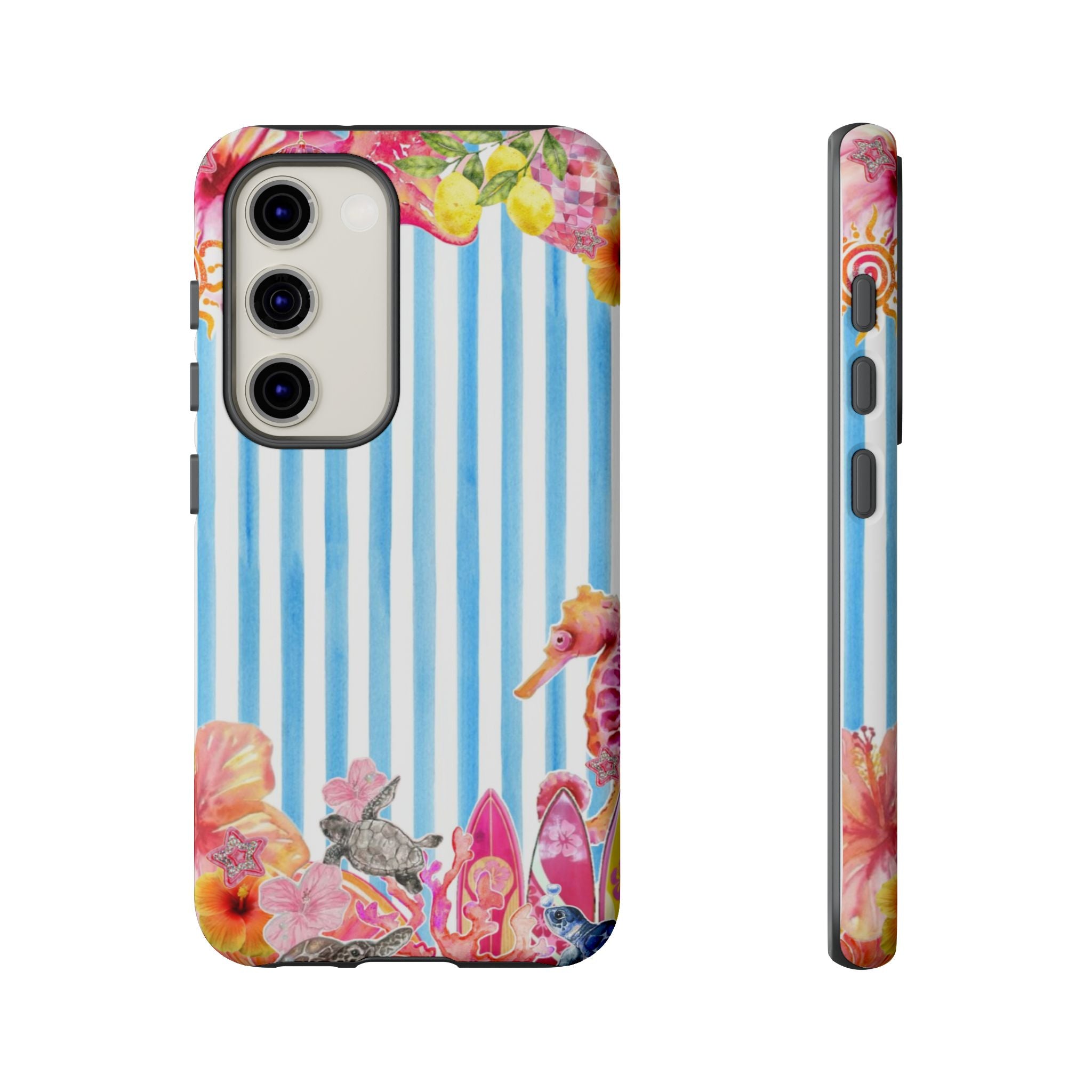 Beach Blue Striped Tough Phone Case