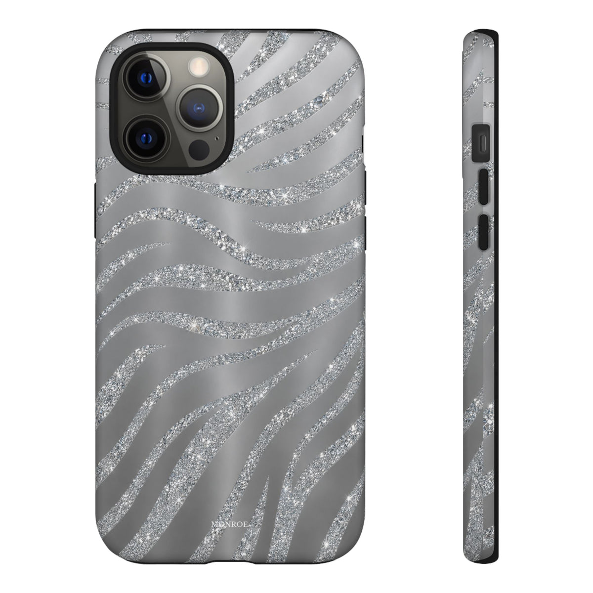 Silver Glitter Zebra Tough Case