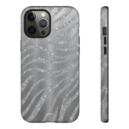 Silver Glitter Zebra Tough Case