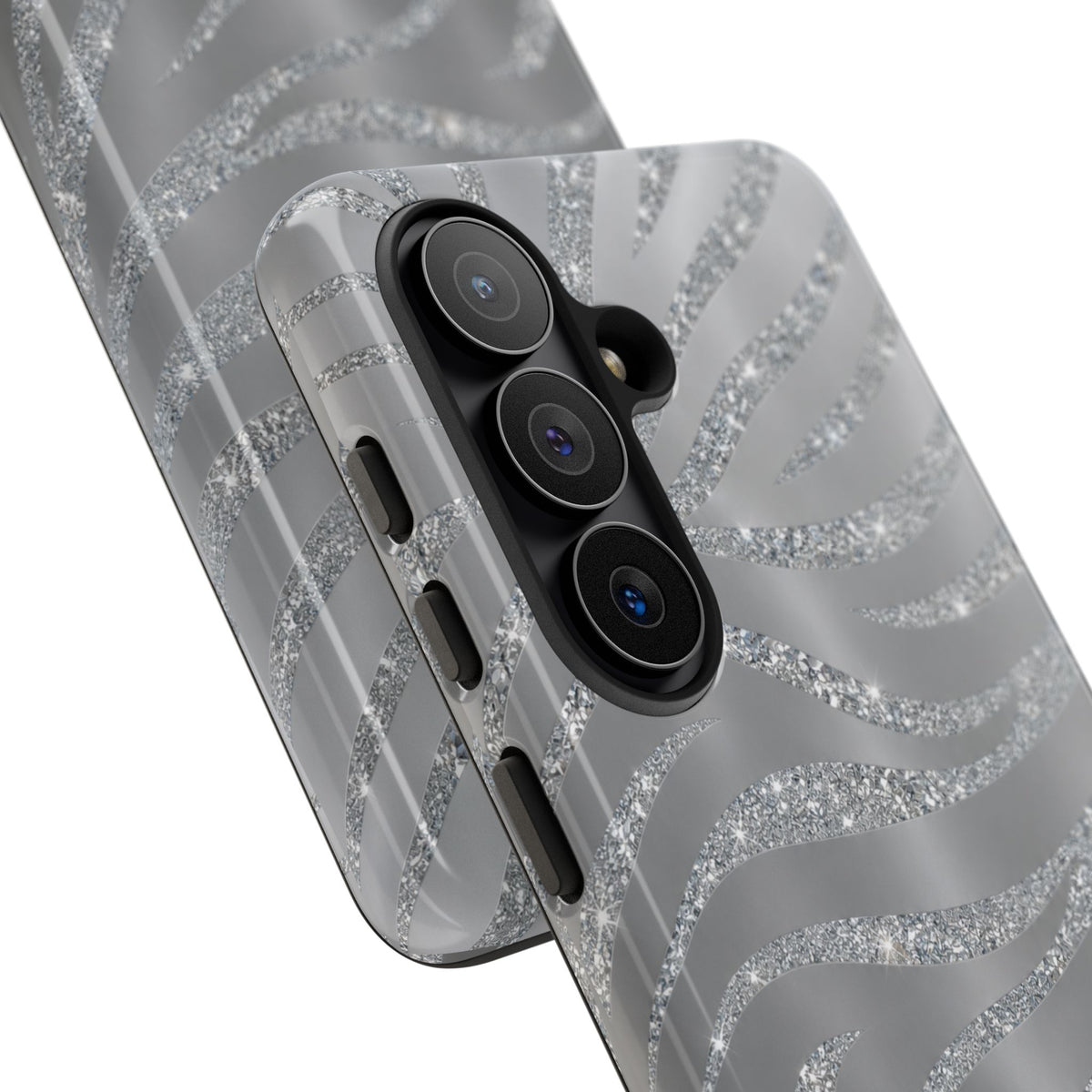 Silver Glitter Zebra Tough Case
