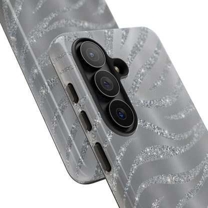 Silver Glitter Zebra Tough Case