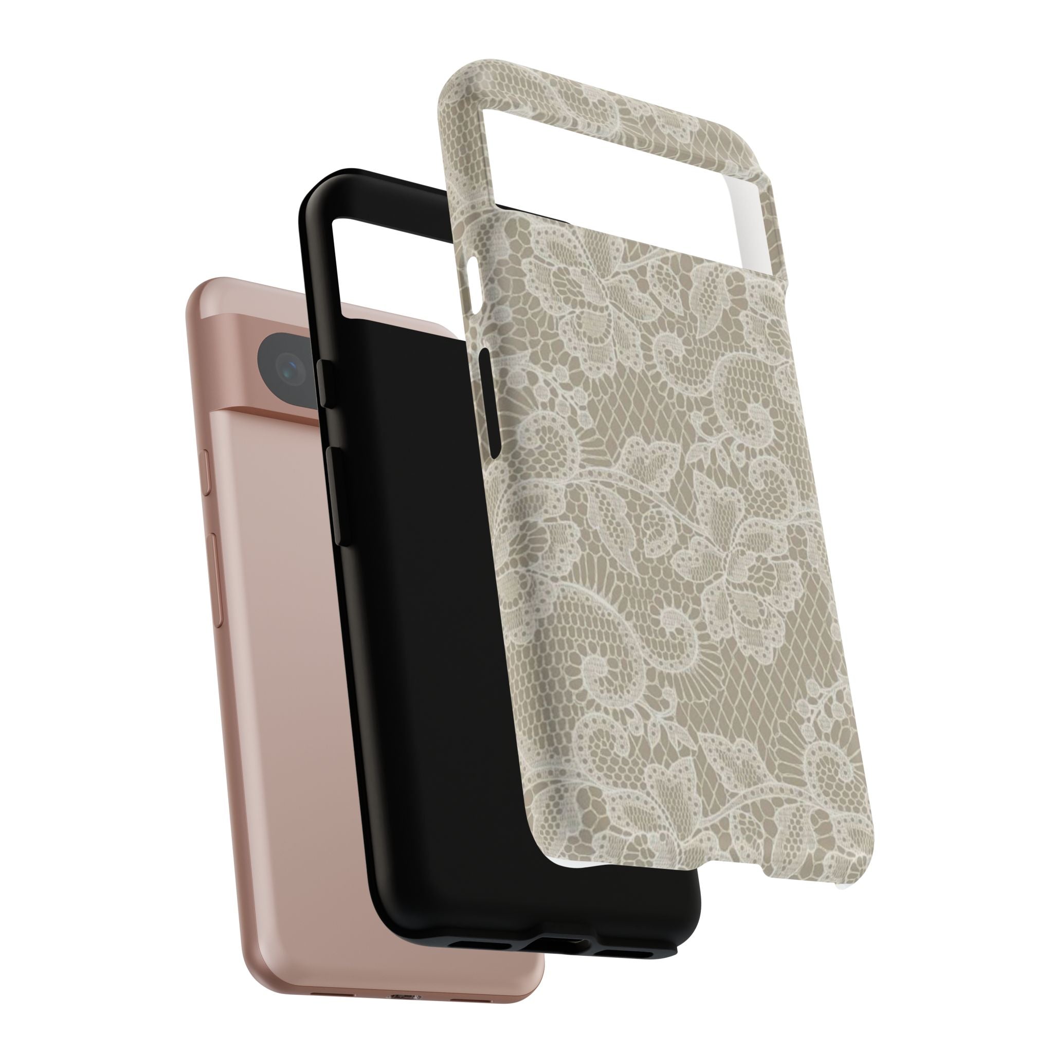 White Lace Pattern Tough Phone Case