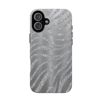 Silver Glitter Zebra Tough Case
