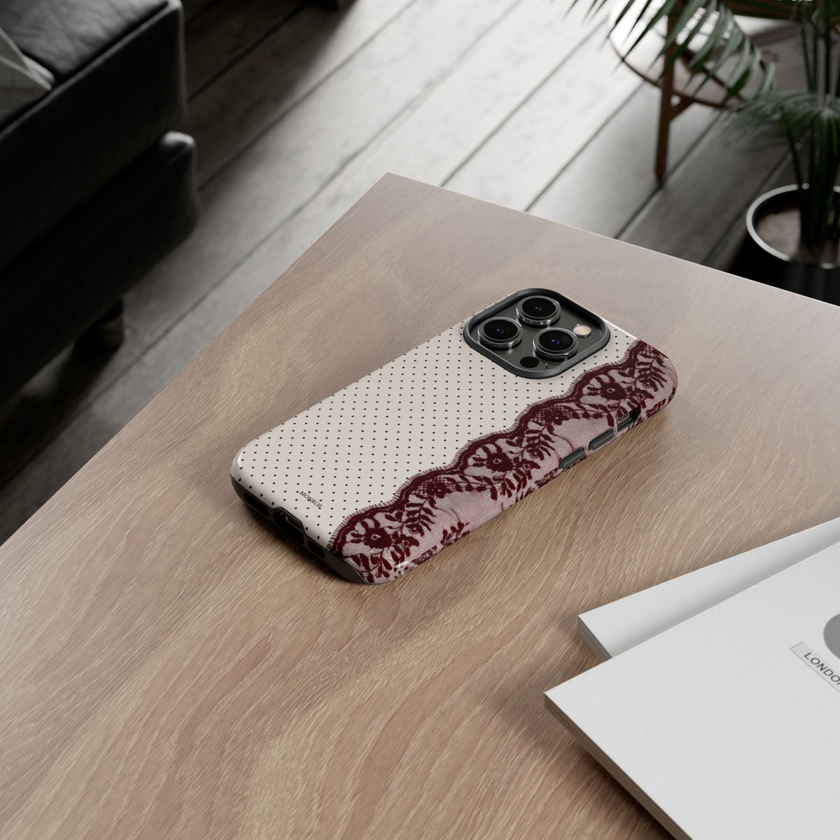 Burgundy Lace Edge Tough Case