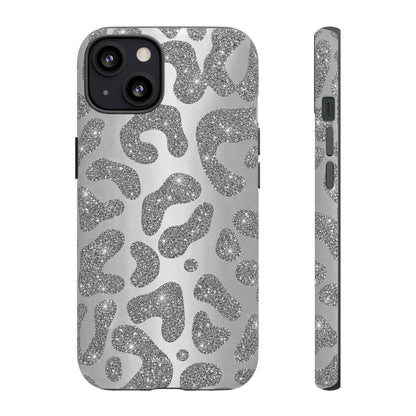 Silver Glitter Leopard Tough Case