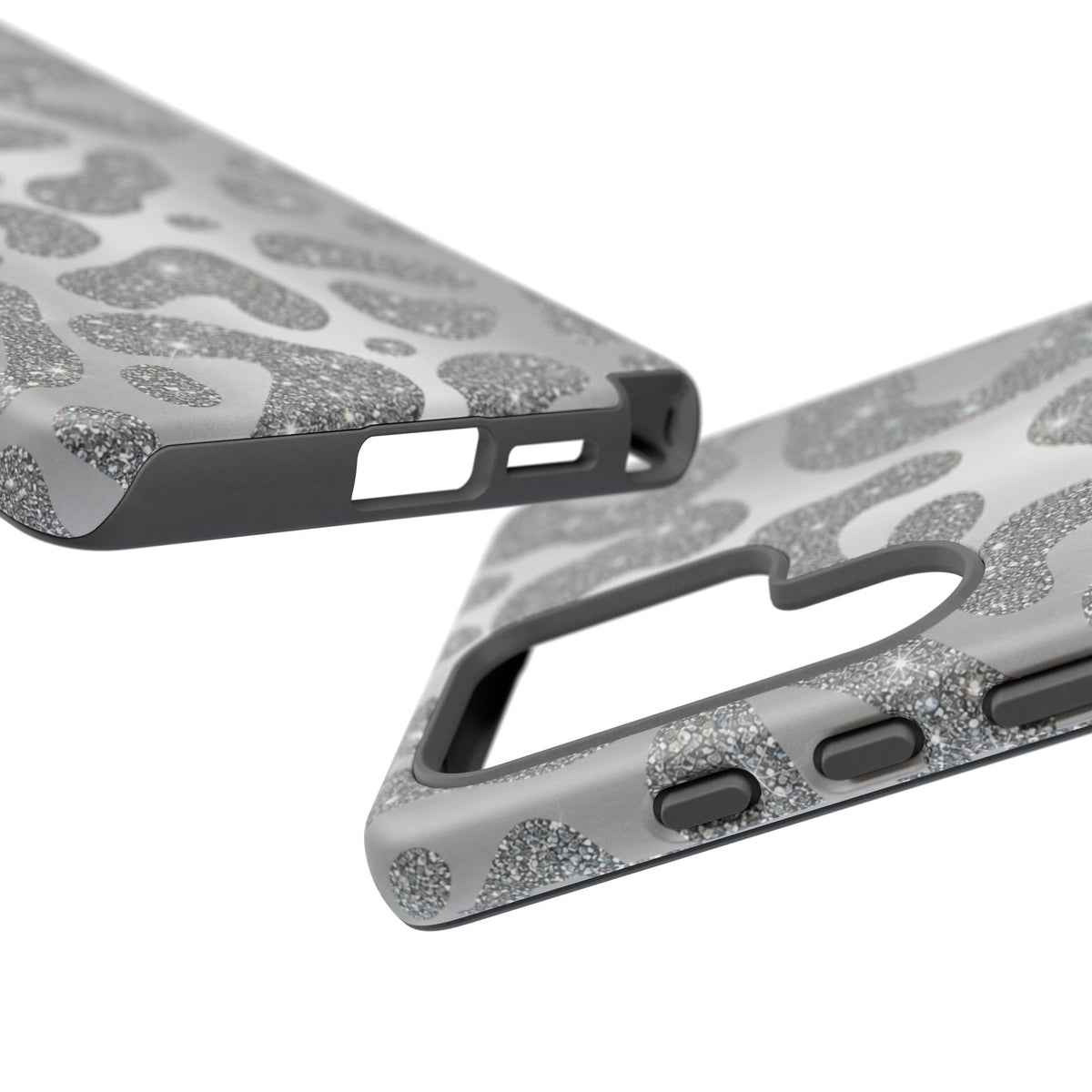 Silver Glitter Leopard Tough Case