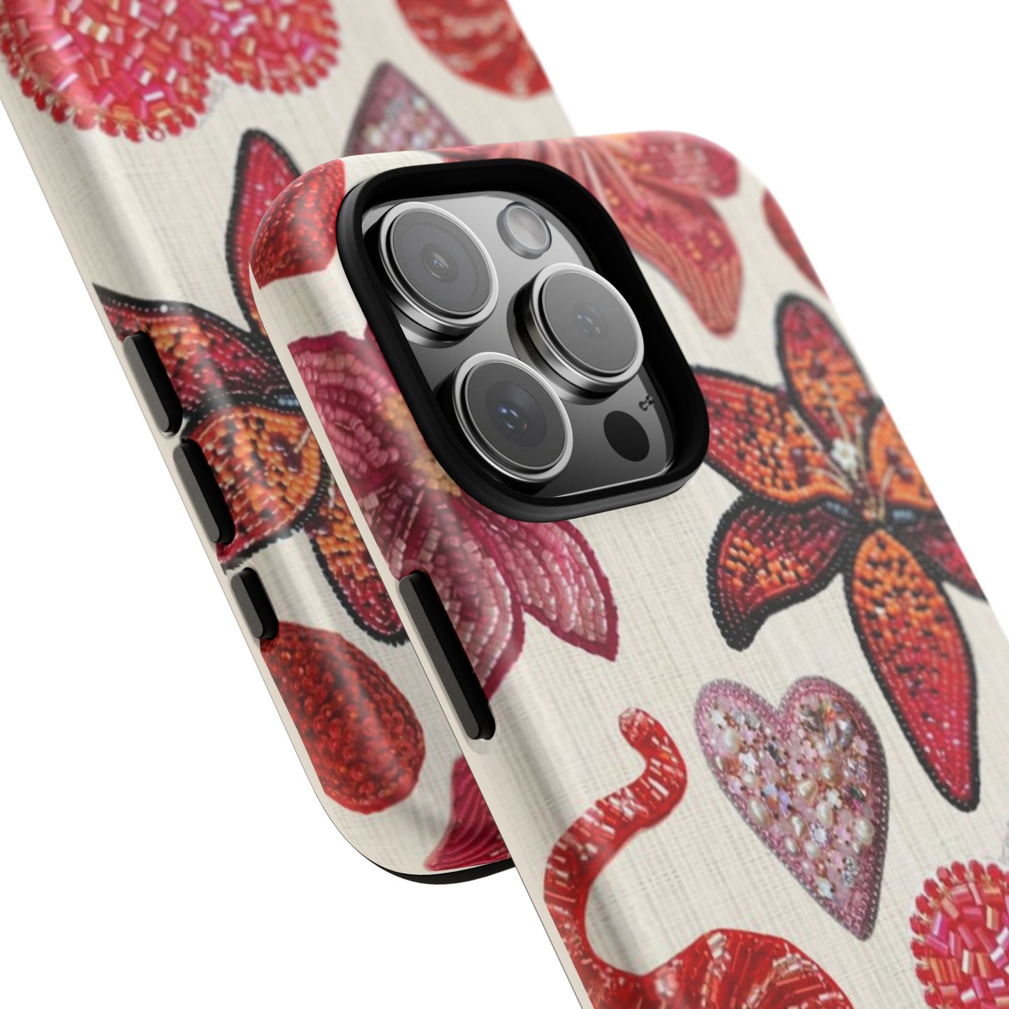 Floral & Heart Pattern Tough Case