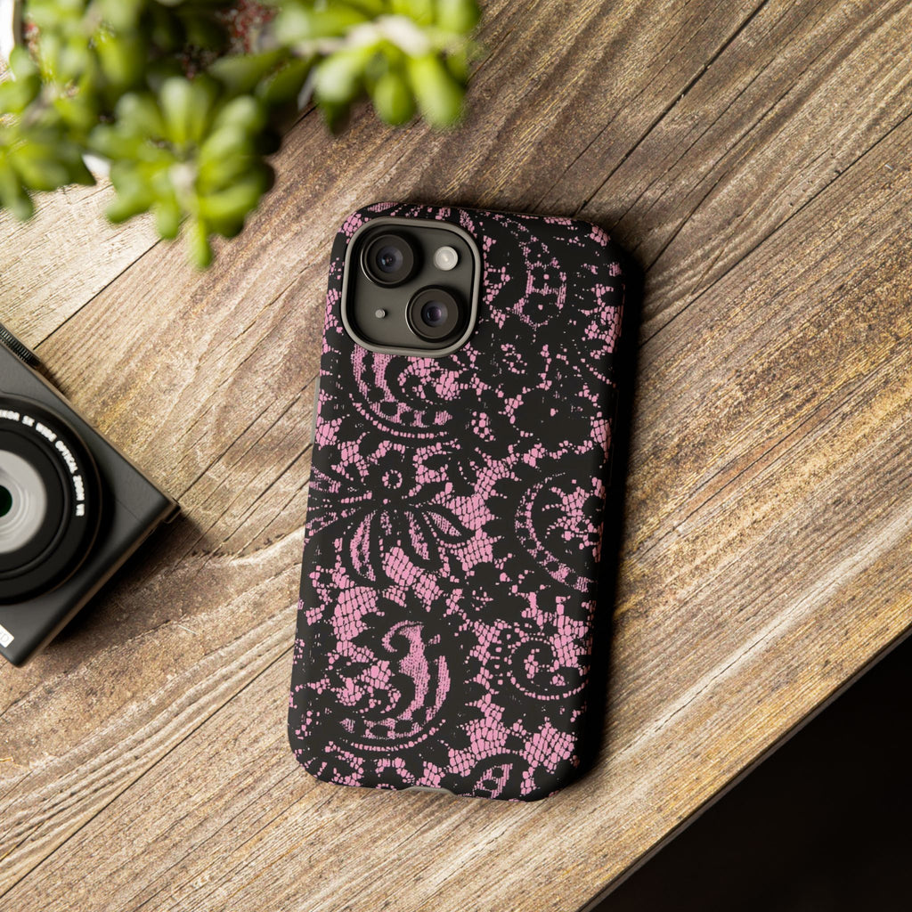Pink Lace Pattern Tough Phone Case
