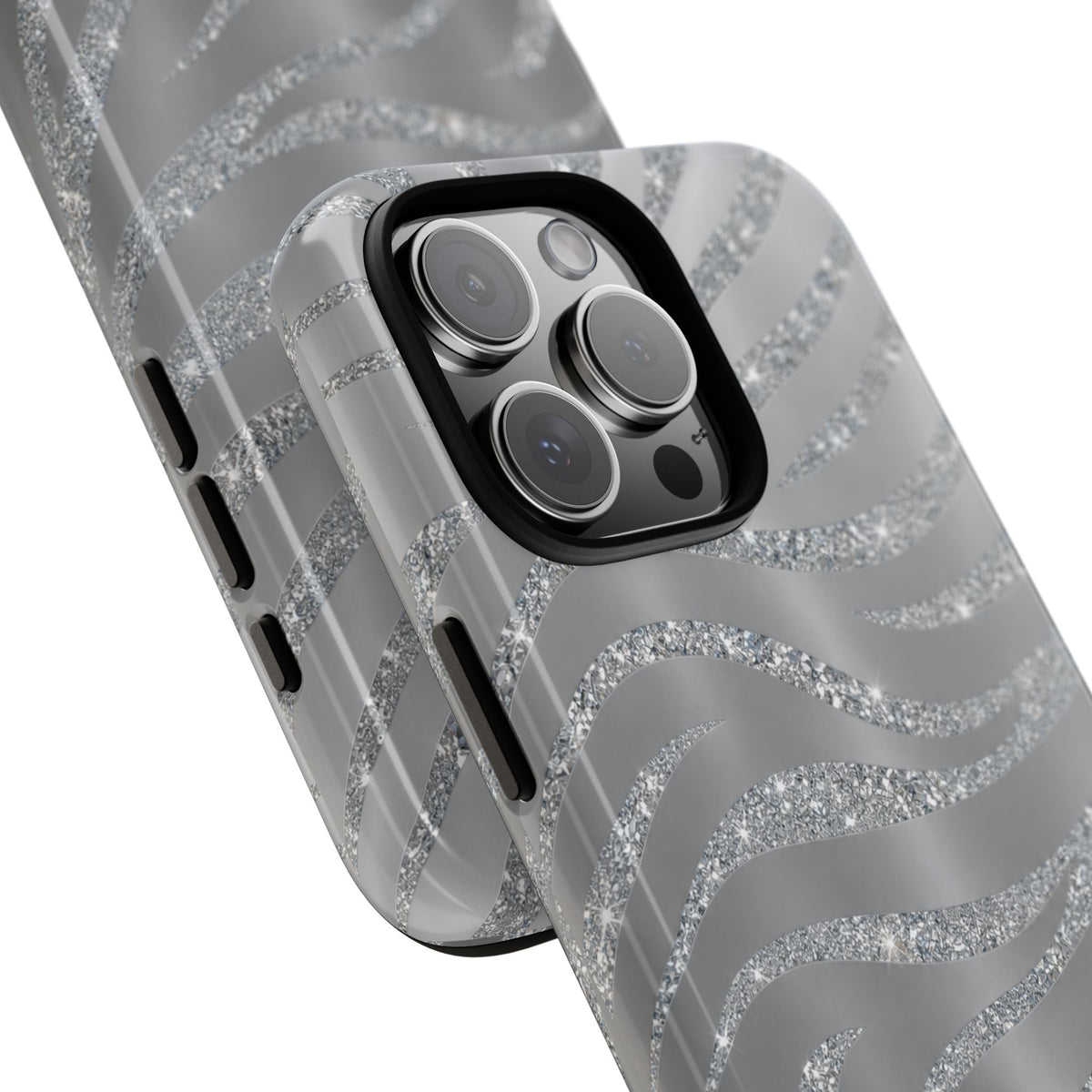 Silver Glitter Zebra Tough Case