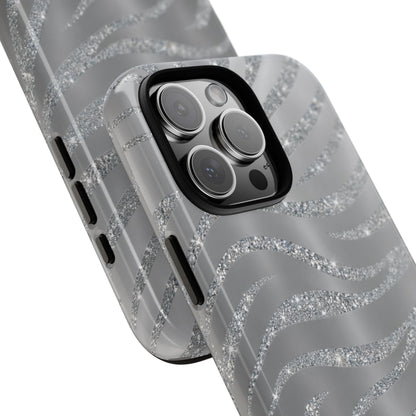 Silver Glitter Zebra Tough Case