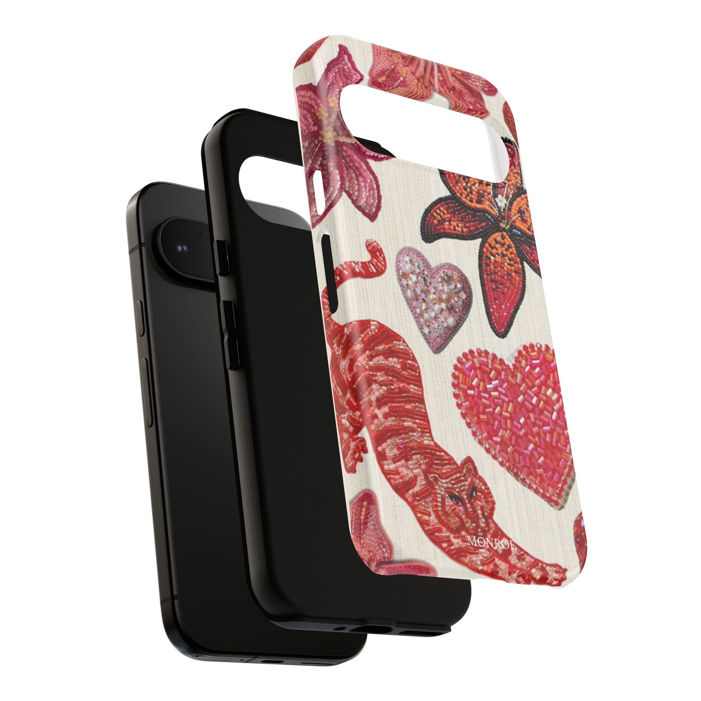 Floral & Heart Pattern Tough Case