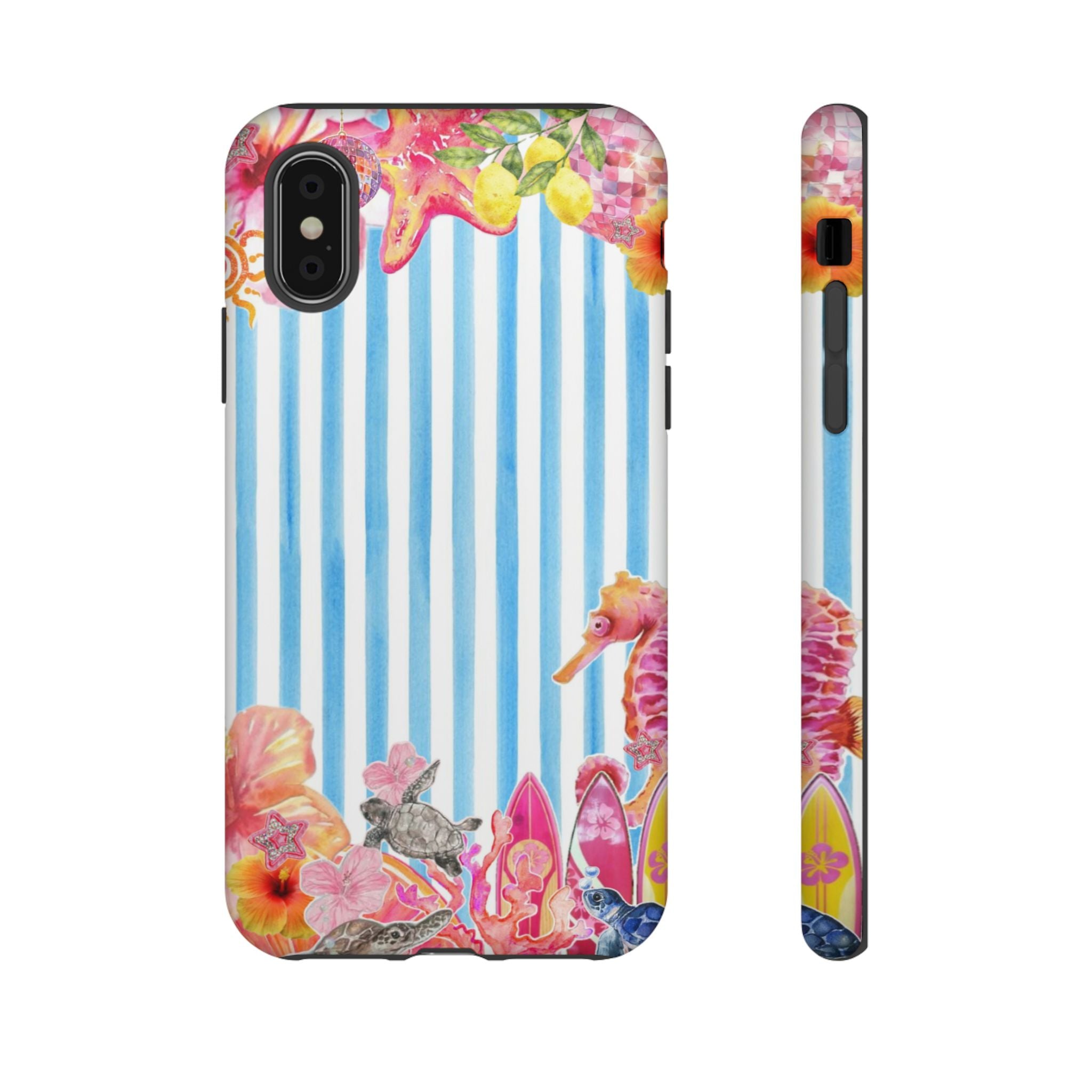 Beach Blue Striped Tough Phone Case